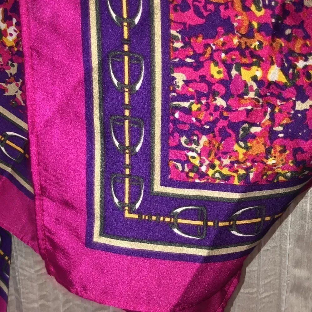 Colorful Pink Green Purple Belt Loop Square Scarf